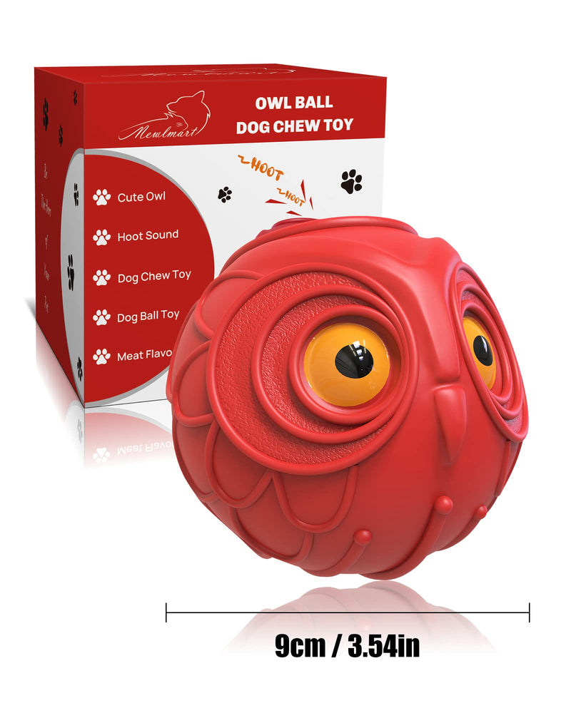 Giggle Ball for Dogs Interactive Dog Toys for Aggressive Chewers Dog Ball Toy for Puppy Medium Large Dogs Natural Rubber Cute Owl Hoot Fun Giggle Sounds When Rolled or Shaken Red Owl - PawsPlanet Australia