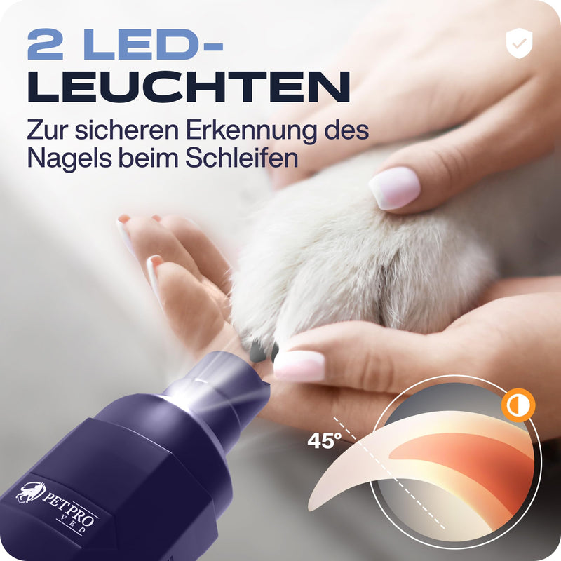 PetProved Claw Grinder for Dogs with LED Light Claw Grinder Dog Claw File for Dogs Claw Grinder Claw Scissors Dog Claw Trimmer Dog File Claw Nail File Electric - PawsPlanet Australia
