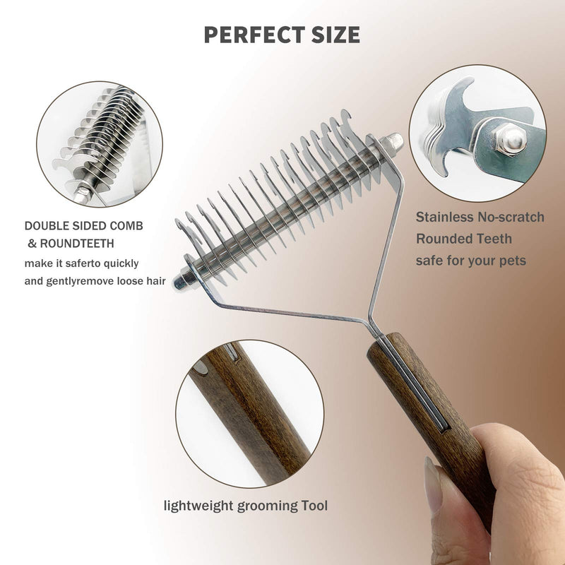 Premium 2-Sided Pet Dematting Undercoat Rake Comb for Dogs & Cats, Professional Grooming Tool - Safely Removes Loose Undercoat, Mats, Tangles and Knots. No More Nasty Shedding and Flying Hair. - PawsPlanet Australia