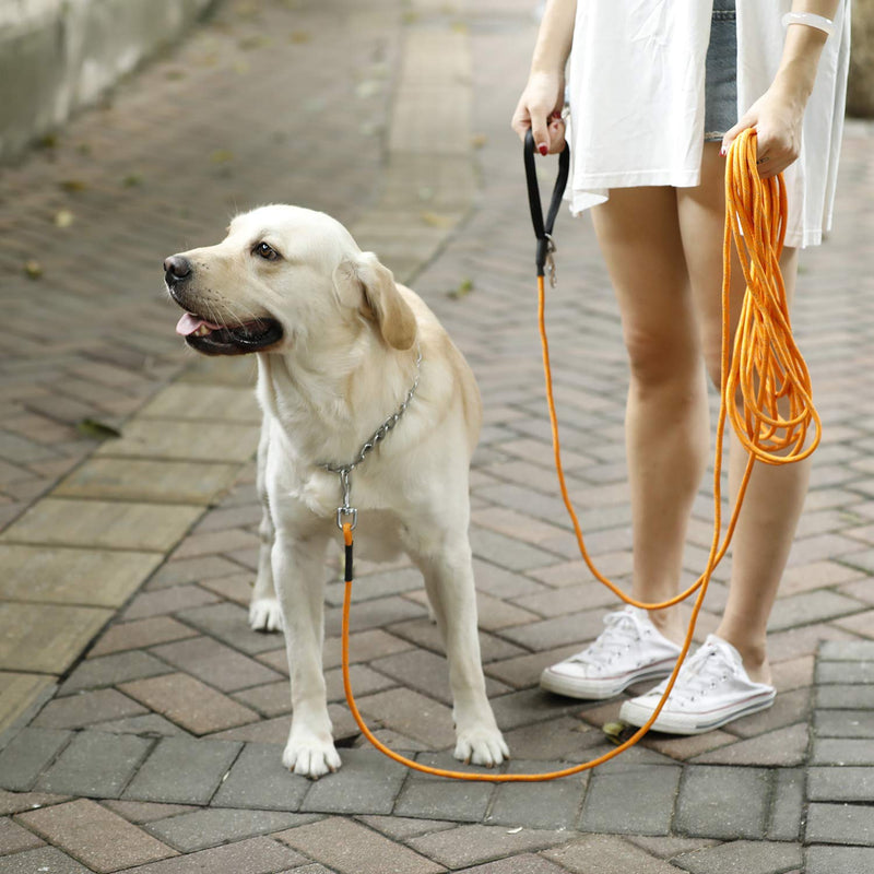 PETTOM Dog Training Lead Long Dog Line 10m 15m Extra Long Heave Duty Reflective Dog Leash for Small Medium Large Dogs Tracking Recall Training Outdoor (S: 5m / 16ft, Orange) S: 5m / 16ft - PawsPlanet Australia