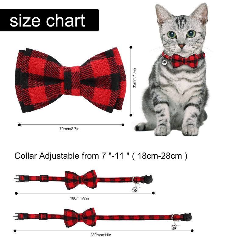 Cat Collar with Bell and Bow Tie, Quick Release Safety Collars for Kitten and Cats, Soft Cat Collar (S:18-28 cm (Pack of 1), Red) S:18-28 cm (Pack of 1) - PawsPlanet Australia