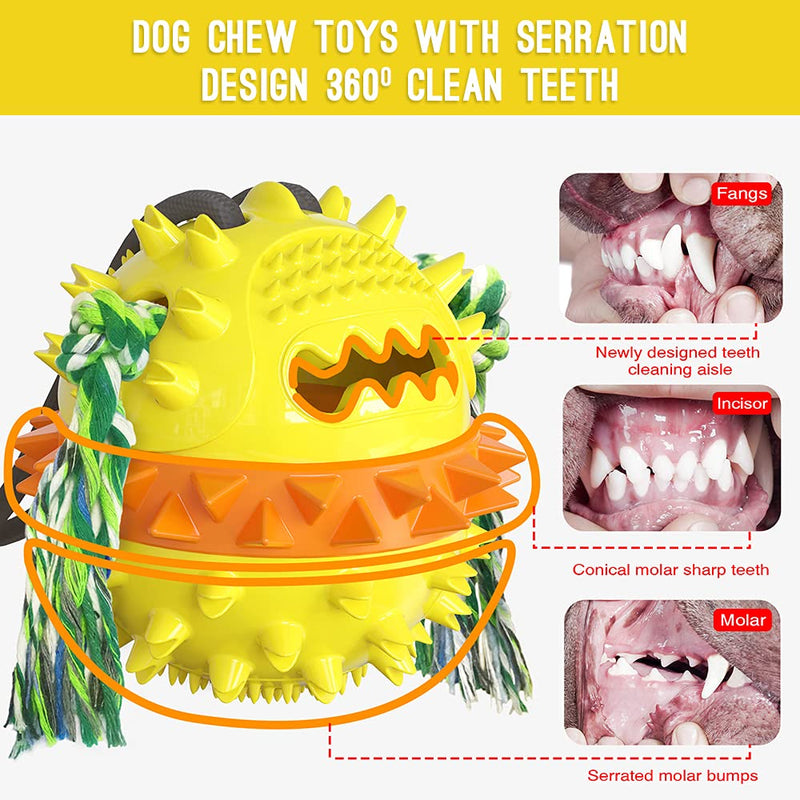 Dog Chew Toys for Aggressive Chewers Double Suction Cup Dog Toy Interactive Indestructible Dog Puzzle Toys Squeaky Molar Bite Ball for Teeth Cleaning Food Dispensing XL Dog Toys - PawsPlanet Australia