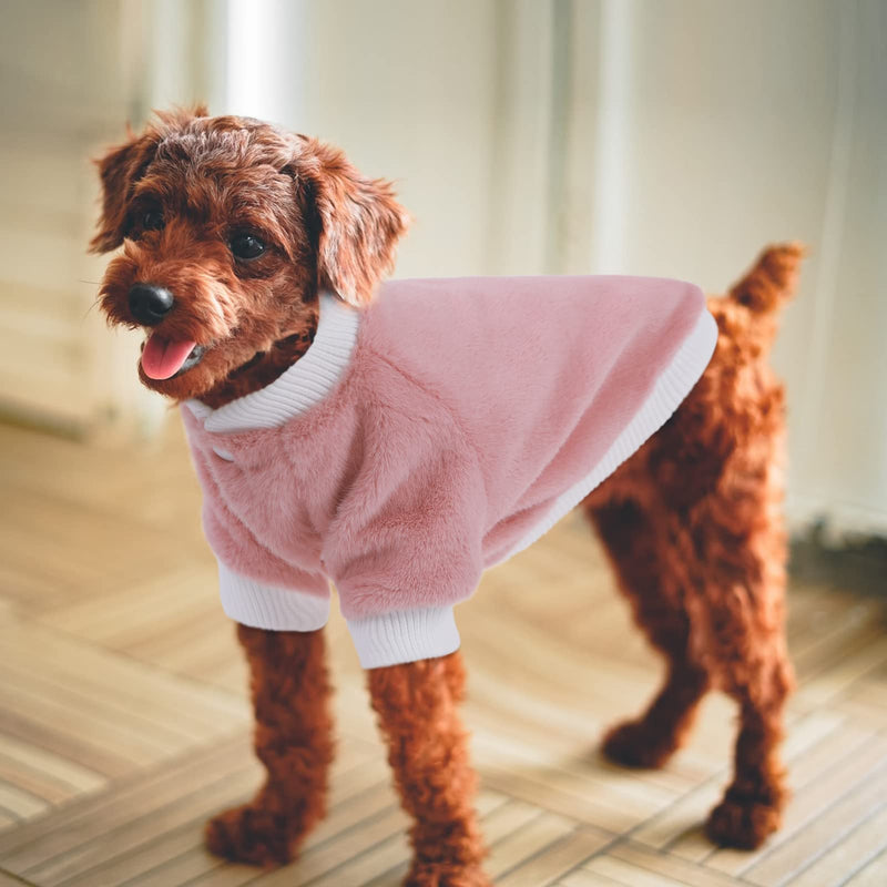 LETSQK Dog Hoodie Pink Pullover Hoody Knitwear Turtleneck Sweater for Puppy, Soft Fleece Pet Sweater,Winter Puppy Sweater Clothes for Dogs Cat Small - PawsPlanet Australia