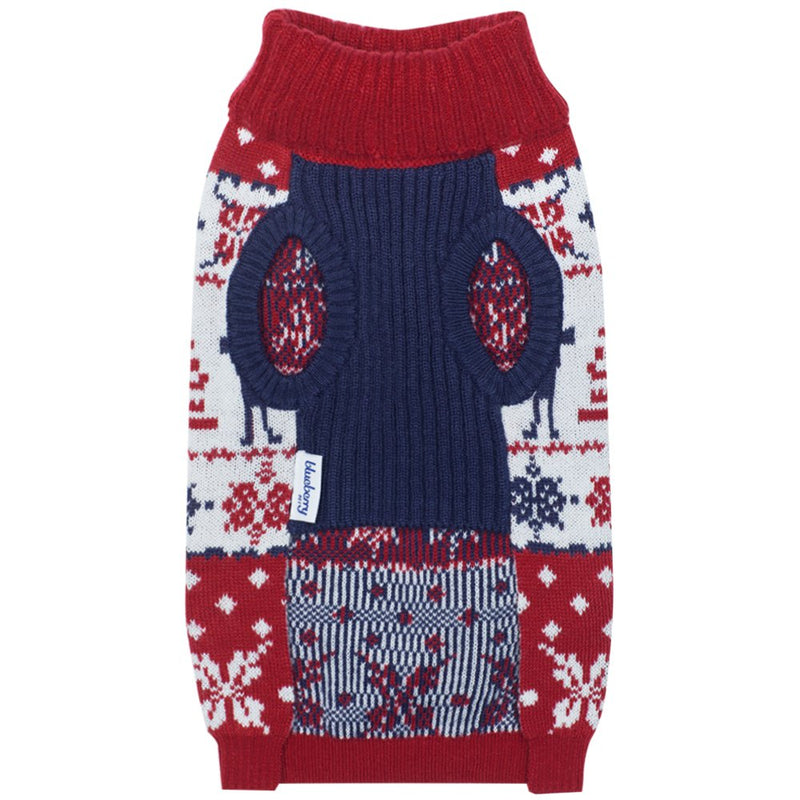 [Australia] - Blueberry Pet 10+ Patterns Christmas Clothes - Christmas Family Interlock Sweaters for Dogs, Children and Parents, Lovely Sweatshirts for Dogs Back Length 14" Tango Red & Navy Blue 