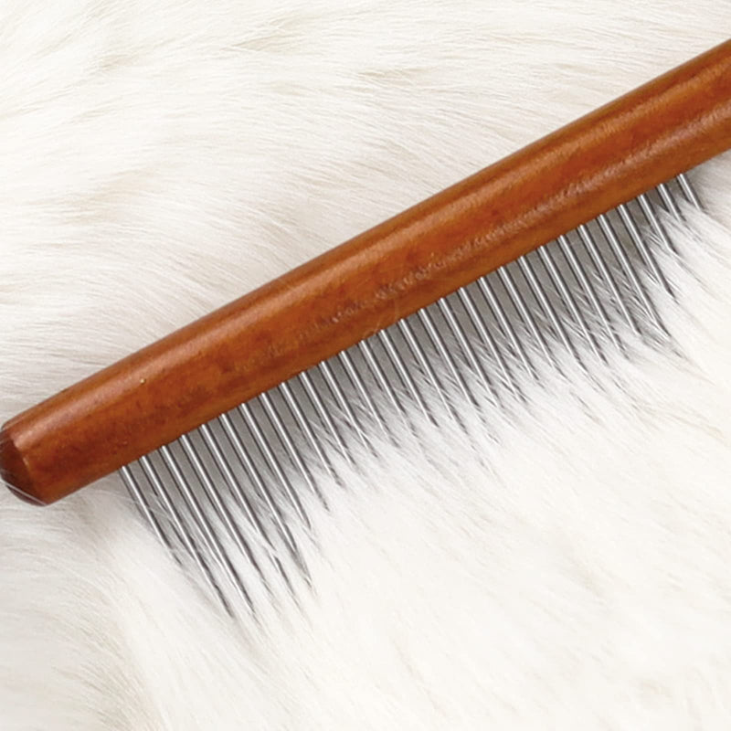 New Design-wooden Pet Comb Pet Grooming Comb Rounded Teeth Dog Comb for Large, Medium and Small Dogs and Cats with Tangled Short/Long Hair (brown) brown - PawsPlanet Australia