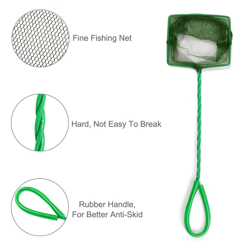 [Australia] - Awpeye 4 Pcs Aquarium Fish Net, 4 Inch Quick Catch Mesh Nylon Fishing Nets with Plastic Handle - Green 