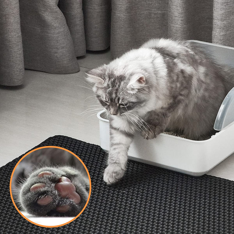 Conlun Cat Litter Mat Litter Box Mat 58 x 42 cm, Honeycomb Double Layer Design, Urine and Waterproof Material, Litter Box Underlay Gray 1 Piece (Pack of 1) Gray (58 x 42 cm) - PawsPlanet Australia