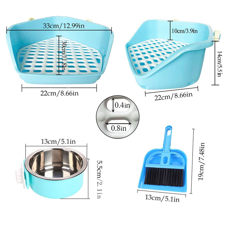 kathson Rabbit Litter Box, Pet Toilet Small Animal Potty Trainer Corner Pet Bowls Removable Hanging Pet Cage Bowl for Bunny Guinea Pig Chinchilla Ferret - PawsPlanet Australia