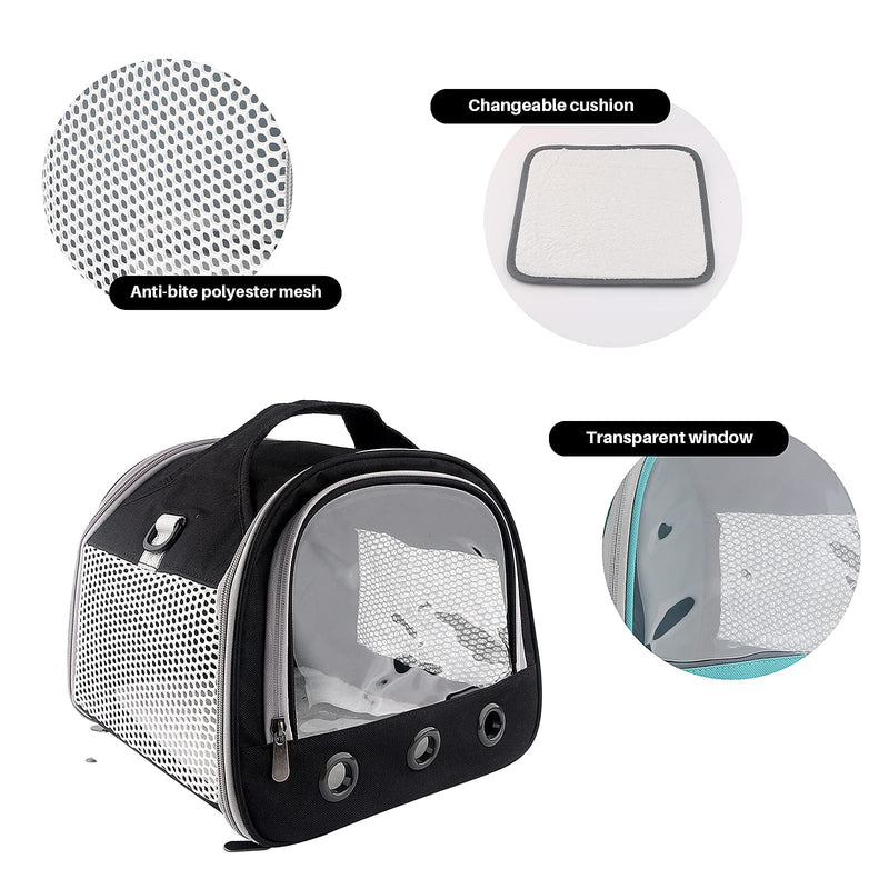 Small Pet Carrier Bag with Mat Guinea Pig Travel Carrier with Strap Portable Breathable Rabbit Carrier Outdoor Pet Bag for Squirrel Bunny Hedgehog Guinea Pig Black - PawsPlanet Australia