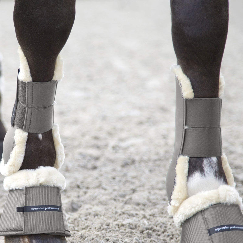 [Australia] - HORZE Quintus Fleece Comfort Tendon Boots Lunar Rock Grey Pony 