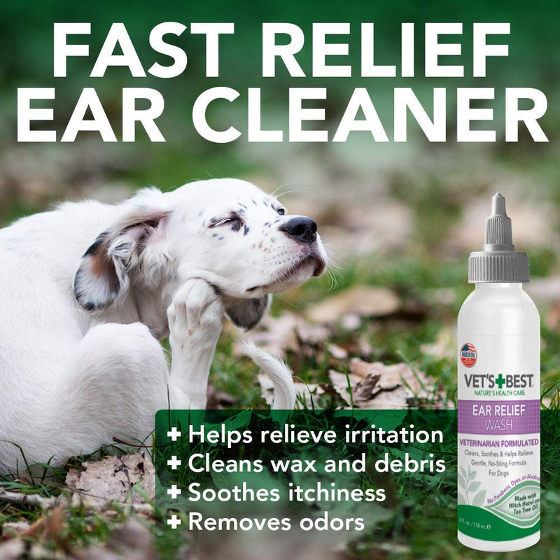 Vet's Best Dog Ear Cleaner Kit, Multi-Symptom Ear Relief Wash & Dry Treatment, Alcohol Free - PawsPlanet Australia