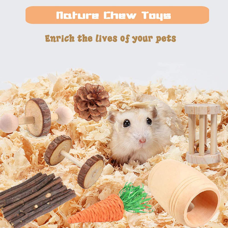 Suwikeke Hamster Chew Toys, 7 Pack Pet Bunny Tooth Chew Toys, Natural Wooden Guinea Pig Toys Accessories, Teeth Care Molar Toy for Rabbits Gerbils Rats Chinchillas and Other Small Pets - PawsPlanet Australia