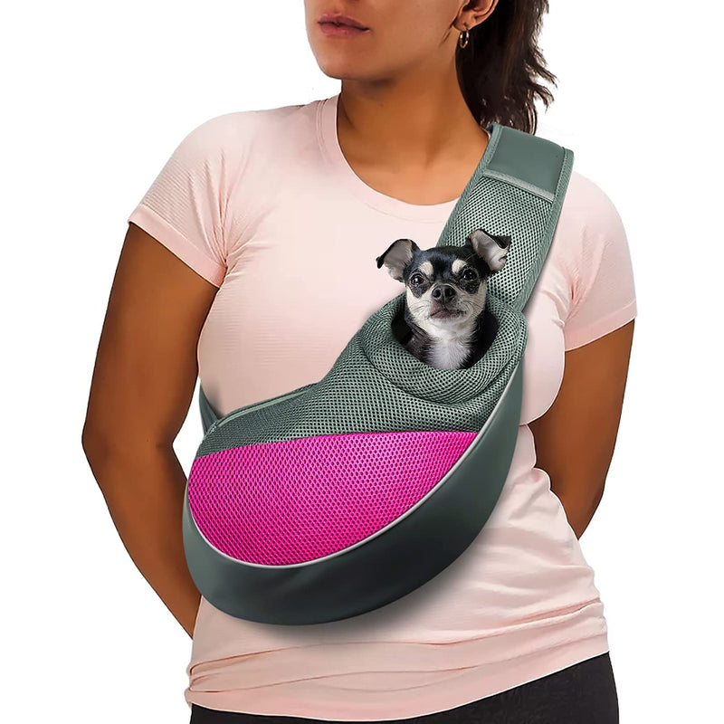 AOFOOK Dog Sling Carrier, Adjustable Puppy Sling Carrier, Pet Carrier Dog Purse Dog Backpack Carrier Dog Carrying Bag Small Animal Carriers Cat Sling Carrier Dog Pouch Holder Carry Bag Packs Bjorn for Small Dogs Pink-Mesh S - Up to 5 lbs - PawsPlanet Australia