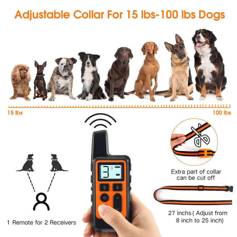 TWODEER Dog Training Collar, IPX7 Waterproof Rechargeable Shock Collars for Dog with Remote Range 1640ft, 3 Training Modes, Beep Vibration and Shock, Electric Dog Collar for Small Medium Large Dogs - PawsPlanet Australia