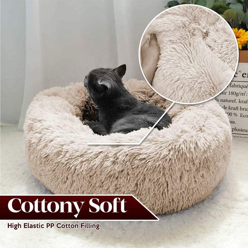 Zone Tech 60cm Round Cushion Orthopedic Pet Bed - Premium Quality Washable Donut-Shaped Ultra Soft Plush Cushion Bed for Pets Medium - PawsPlanet Australia