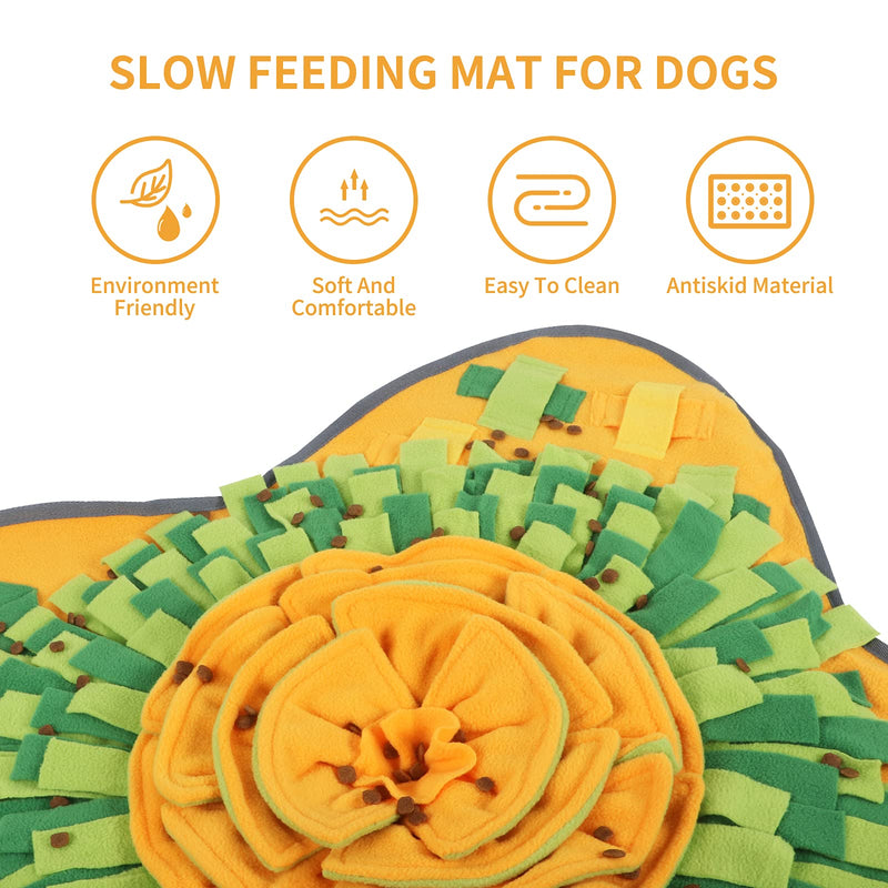 IEUUMLER Pet Training Mat Dog Feeding Mat Snuffle Cushion Training Feeding Stress Release Pad Foraging Skill Puzzle Toys IE081 (71x71cm, Orange & Green) 71x71cm - PawsPlanet Australia