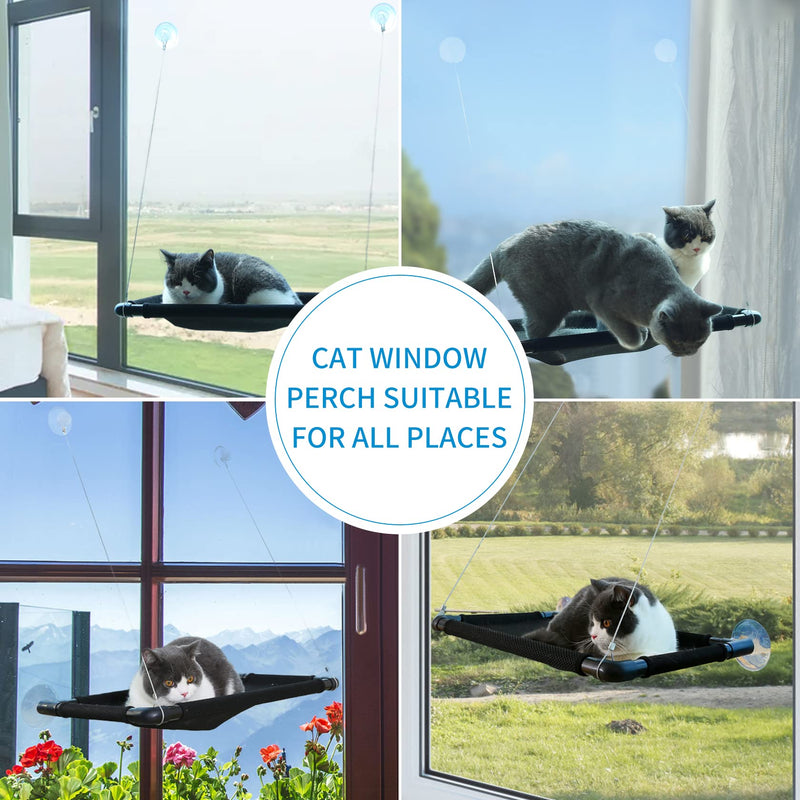 Fabula Life Cat Window Perch, Space Saving Cat Hammock, Resting Cat Window Bed with Durable Screw Suction Cups, Providing 360° Sunbath for Cats Weighted Holds Up to 50 lbs - PawsPlanet Australia