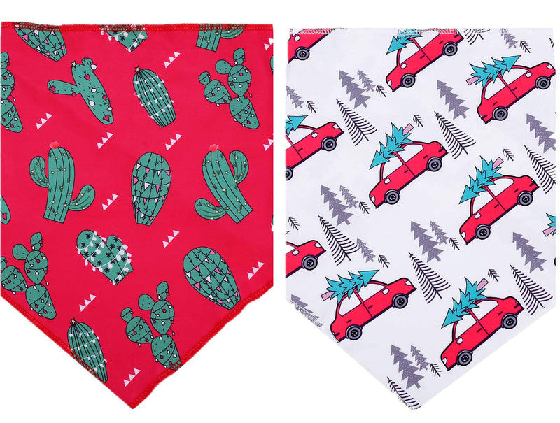 [Australia] - BoomBone Christmas Dog Bandana 2 Pack - Triangle Bibs Pet Scarf for Small to Large Dogs and Cat L Pattern A 