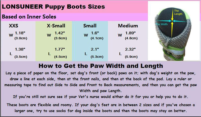 LONSUNEER Puppy Soft Sole Nonslip Mesh Boots 2 Reflective Straps Breathable Set of 4 XX-Small Bright Green - PawsPlanet Australia