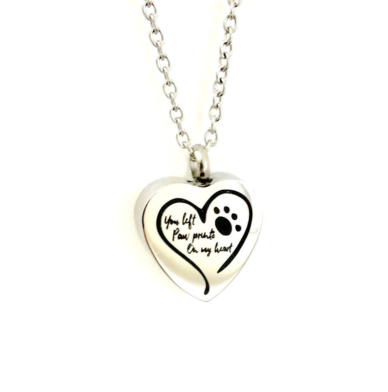 [Australia] - FIKA You Left Paw Prints On My Heart Pet Dog Cat Cremation Ashes Remembrance Urn Pendant Necklace Jewelry Filling Kit Included 