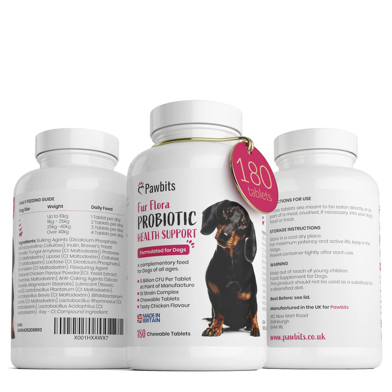 180 Canine Probiotics & Prebiotics Tablets for Dogs  5 Billion CFU Tablet Chicken Flavour Chewable Dietary Supplements -10 Strain Complex for Digestive Support, Gut Health, Bad Breath & Itchy Skin - PawsPlanet Australia