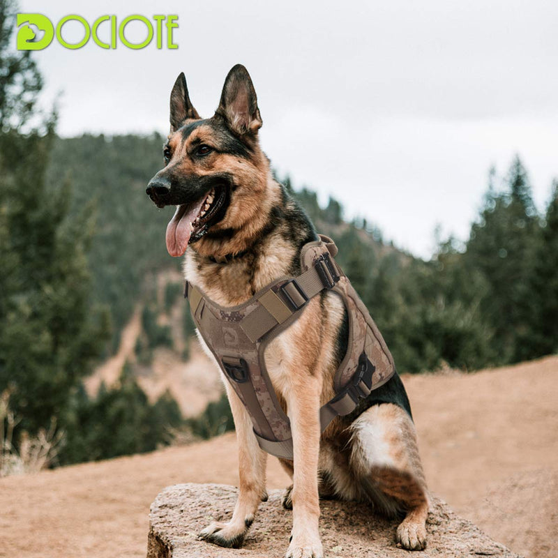 Military Tactical Dog Harness No-Pull Molle Vest Harness Patrol Working Dog With Handle and Front Clip Escape-Proof Adjustable Service Dog Harness for Hiking Training Desert Camo M - PawsPlanet Australia