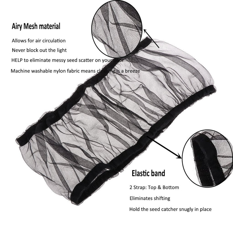 [Australia] - Bonaweite Mesh Bird Seed Catcher, Birds Cage Net Cover, Soft Nylon Skirt with Adjustable Drawstring Small Black 