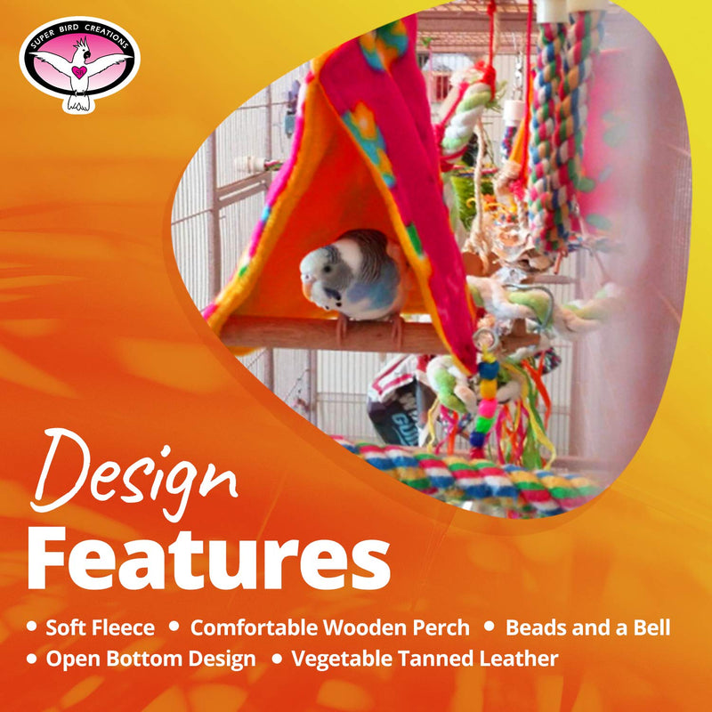 [Australia] - SUPERBIRD  Creations SB474 Sheltering Peekaboo Perch Tent with Colorful Plastic Beads & Bell, Small to Medium Size, 12” x 5” x 6.5” 