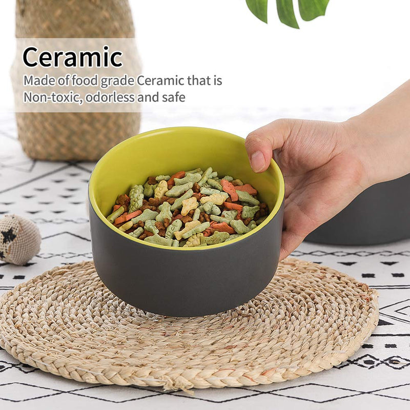 HCHLQLZ Gray Green Ceramic Dog Bowl with Wood Stand No Spill Pet Food Water Feeder Cats Small Dogs - PawsPlanet Australia