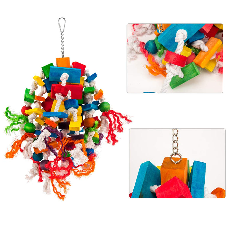 MEWTOGO Extra Large Bird Parrot Toys - Multicolored Wooden Blocks Tearing Toys for Birds Suggested for Cockatoos African Grey Macaws, and a Variety of Amazon Parrots Multicolor-African Grey Bird Toy - PawsPlanet Australia