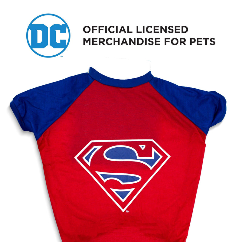 DC Comics for Pets Super Hero Dog T-Shirt, X-Large | Superman Logo Dog T Shirt for Pets in Navy/Red | Soft and Comfortable Machine Washable Lightweight Dog Apparel & Accessories - PawsPlanet Australia
