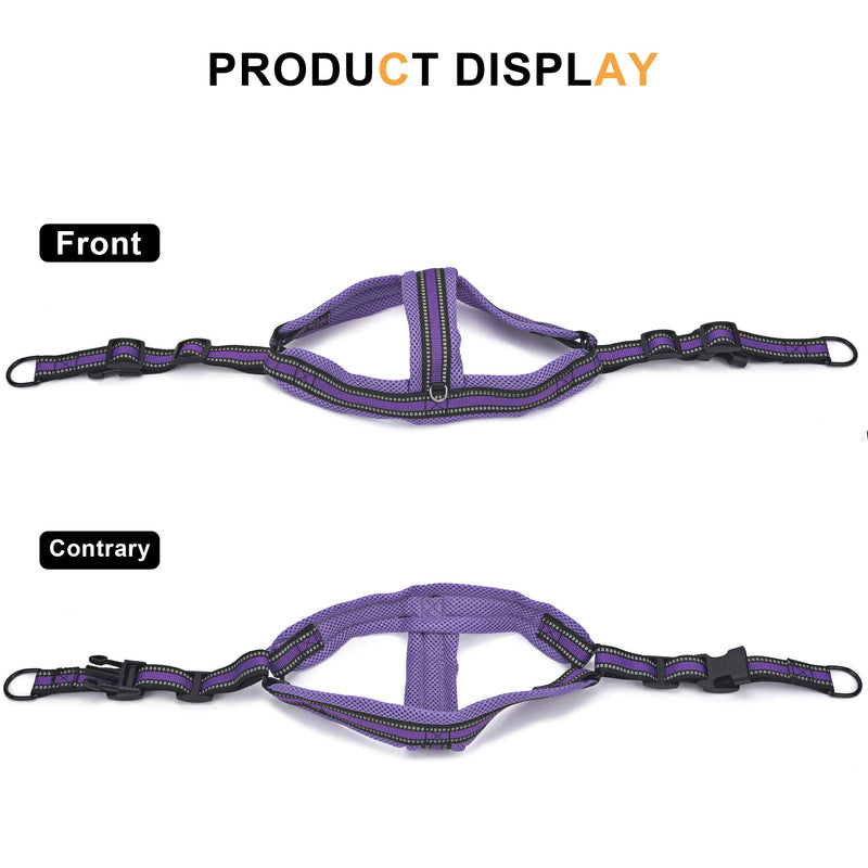 Jiu du Soft Mesh Padded Dog Harness, Reflective No Pull Puppy Harnesses Vest with Leash, Escapeproof Adjustable Breathable Pet Lead Set for Small Medium Large Dogs, Puple M Purple - PawsPlanet Australia