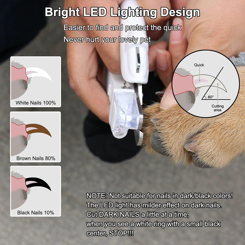 VOLJEE Pet Nail Clippers for Dogs - Professional Safe Cat Toenail Trimmer Ultra Bright LED Light for Bloodline, Sharp Razor and Durable Blade for Small Medium Large Pets - PawsPlanet Australia