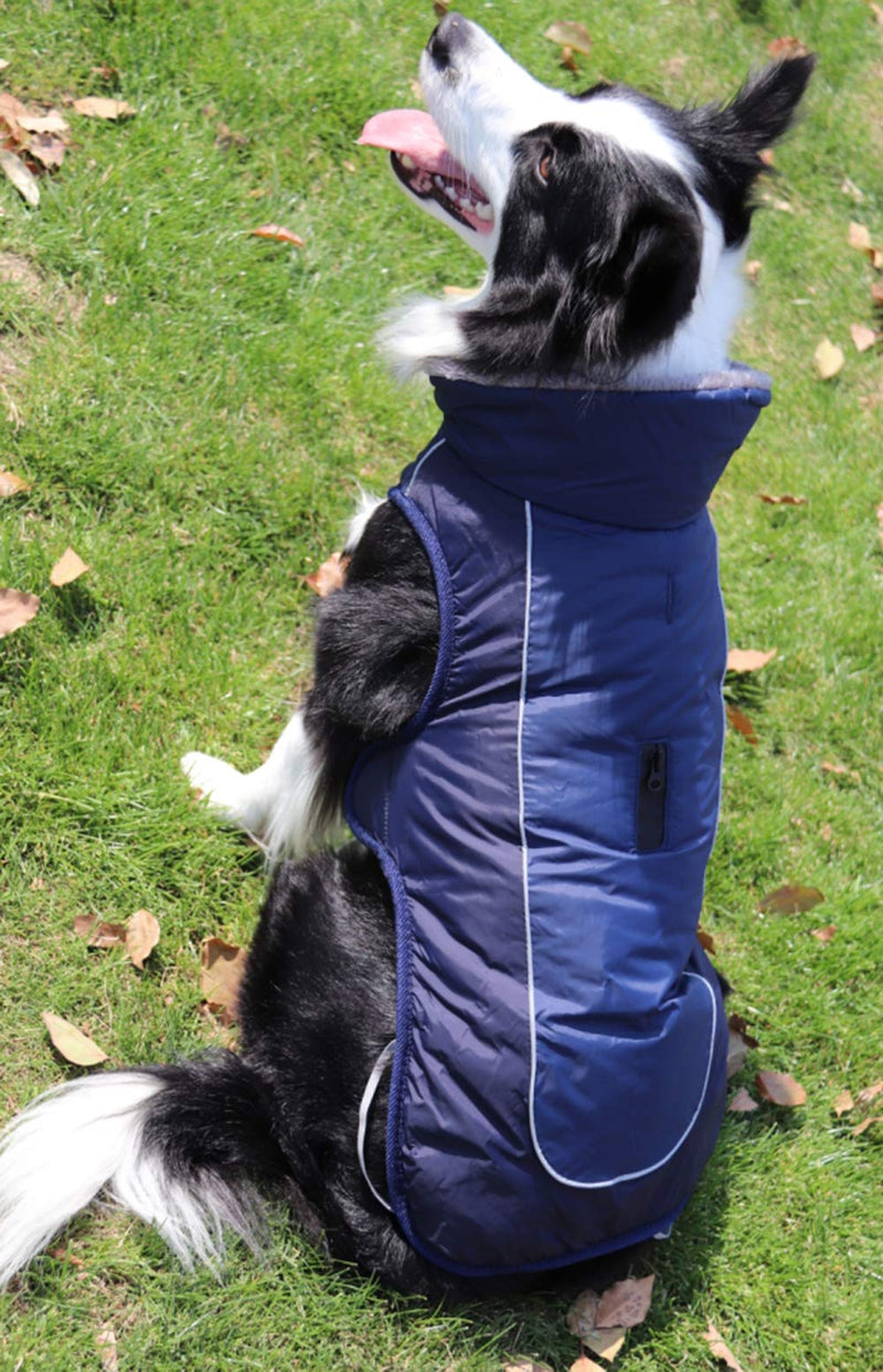 [Australia] - Easiestsuck Warm Dog Jacket, Dog Apparel with Plus Fleece Neckline,Windproof Water Repellent Cozy Cold Weather Dog Coat Lining Winter Dog Thick Vest for Outdoor Small Medium Large Dogs XS(Chest:13.7-14.9", Body: 10.2") Navy 