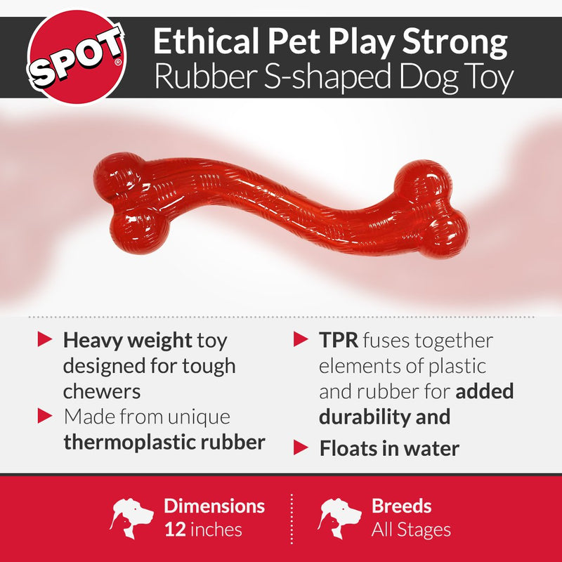 [Australia] - Ethical Pets SPOT Play Strong S" Bone | Dog Toys for Aggressive Chewers | Dog Chew Toy | Indestructible Dog Toys 12-Inch 