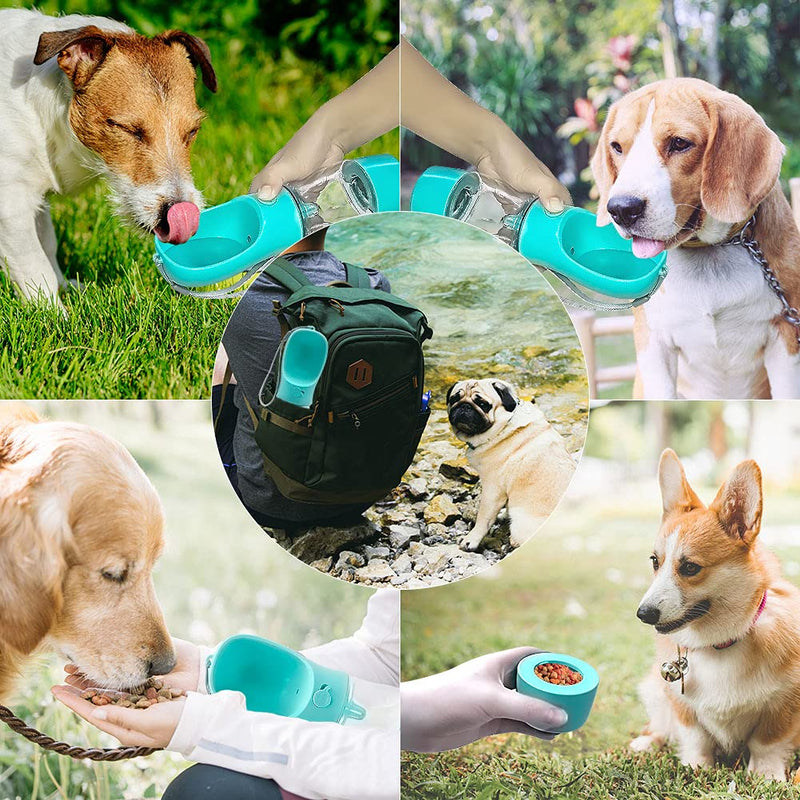 Portable Dog Water Bottle, 3 in 1 Multifunctional Pet Water Bottle Come with Food Container and Waste Bag, Leak Proof Dog Travel Water Bottles for Pet Dog Cat Outdoor Walking - PawsPlanet Australia