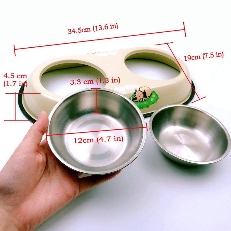 JZK Stainless steel small dog bowls set with metal holder stand, removable double bowls for small dog puppy and cat - PawsPlanet Australia