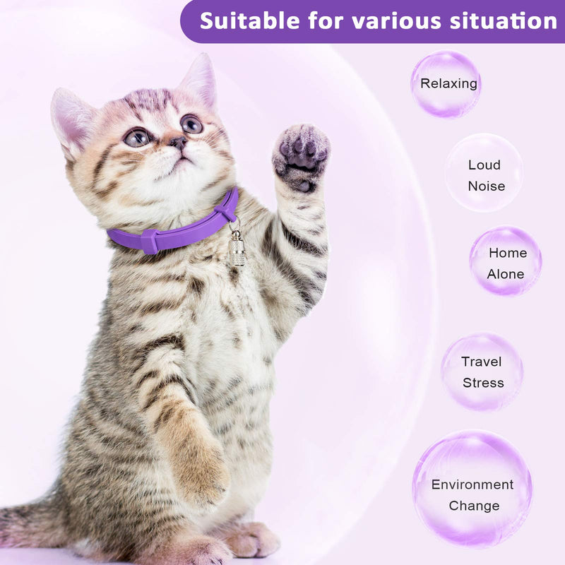 Weewooday 5 Set Calming Collar for Cats Adjustable Waterproof Cat Calming Collars Reduce Anxiety Stress Cat Collars with 5 Pet ID Pendants (Purple) - PawsPlanet Australia