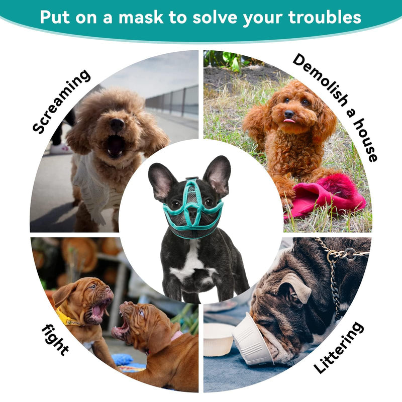 Muzzle for dogs, dog muzzle with short snout, mesh adjustable muzzle French bulldog, breathable short snout anti-bite bulldog for anti-biting, anti-bark licking S - PawsPlanet Australia