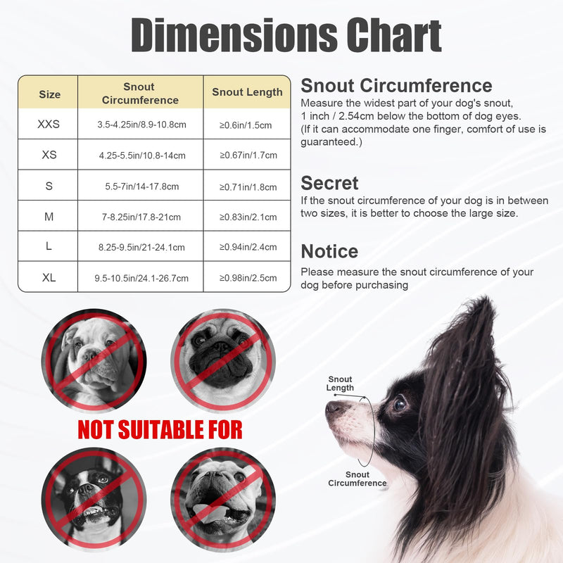 Short Snout Dog Muzzle, Adjustable Dog Mouth Guard, Soft Pet Safe Dog Muzzle Anti Biting Barking, Muzzle for Dogs Snout Circumference 5.5-7" - PawsPlanet Australia