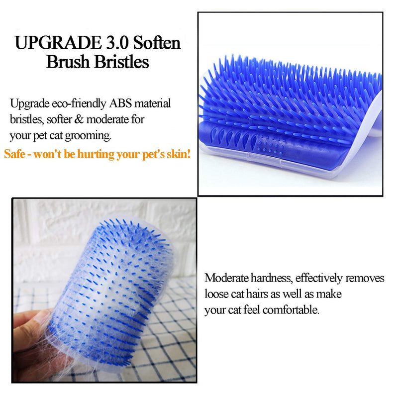 Kingtree Cat Self Groomer, 2 Pack Wall Corner Groomers Soft Grooming Brush Massage Combs for Short Long Fur Cats, Softer Massager Toy for Cat Puppy - Blue - PawsPlanet Australia