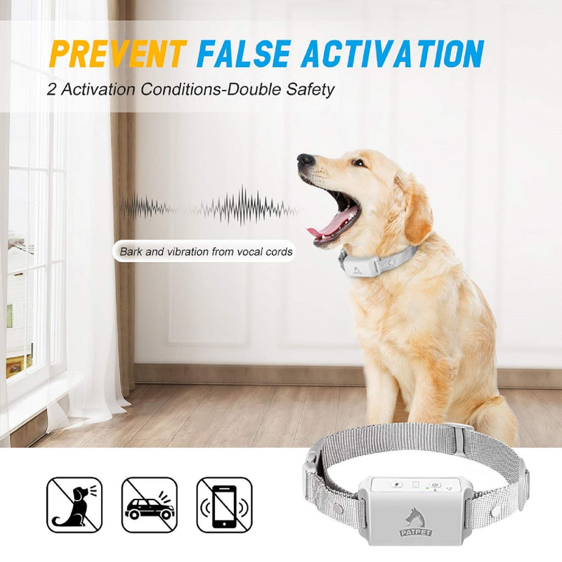 [Australia] - PATPET Dog Bark Collar with No-Shock Mode & Automatic Mode, Bark Collar for Dogs Without False Activated, Training Collar & No Bark Collar for Small Medium Large Dogs 1-receiver 