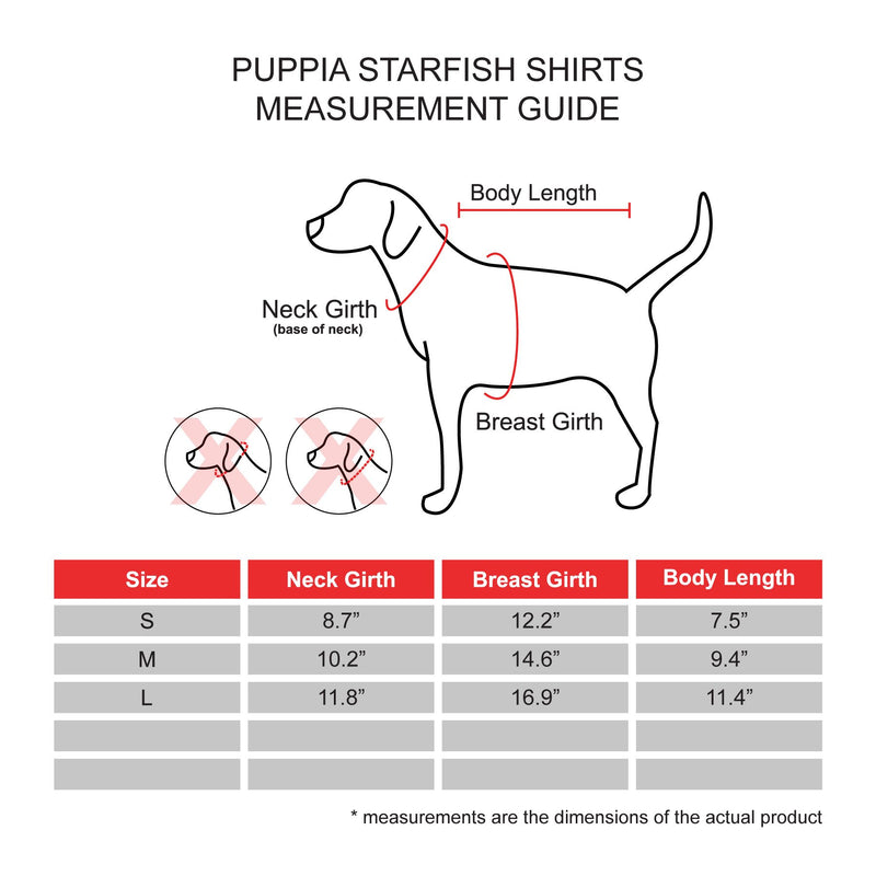 [Australia] - Puppia PASA-TS1601-PK-L Starfish Round Neck T-Shirt, Large 