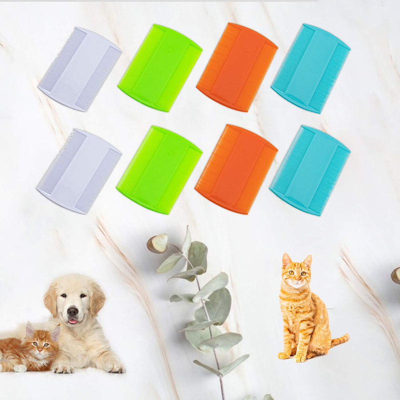AUEAR, 12 Pack Plastic Pet Comb Flea Lice Combs Dog Cat Double Sided Fine Tooth Flea Hair Combs Pet Hair Grooming Combs 4 Colors 12 Pcs White+Light Blue+Green+Orange - PawsPlanet Australia