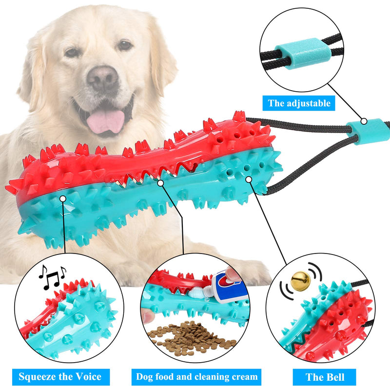 Suction Cup Dog Toy, Natural Rubber Puppy Training Teeth Cleaning Rope Chew Toys for Aggressive Chewers, Interactive Tug of War Treat Balls for Pet, Toothbrush Bone for Boredom Small Medium Large Dogs Red Blue - PawsPlanet Australia