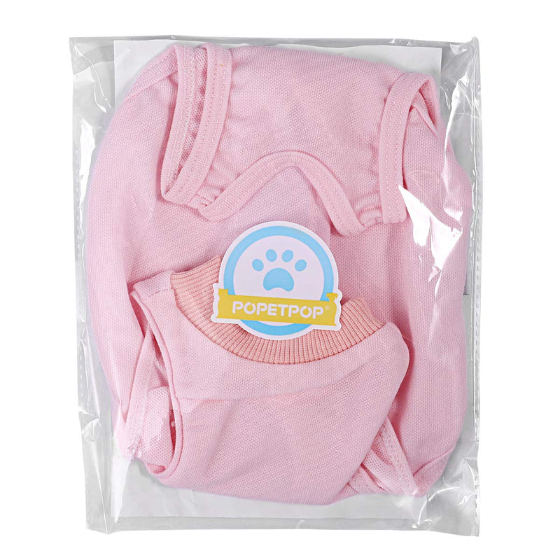 POPETPOP Recovery Suit Sterilization Care Wipe Medicine Prevent Licking After Surgery Wear Weaning and Warm Recovery Cloth Suit for Cats Dogs Pets - Length Approx. 28cm (Pink) - PawsPlanet Australia