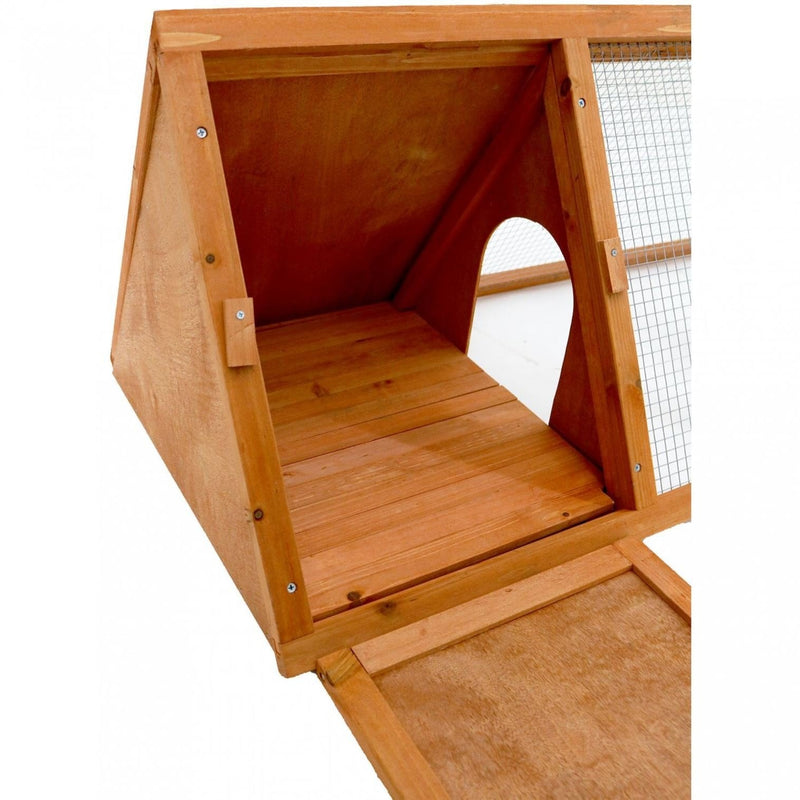 Oypla Wooden Outdoor Triangle Rabbit Guinea Pig Pet Hutch Run Cage - PawsPlanet Australia