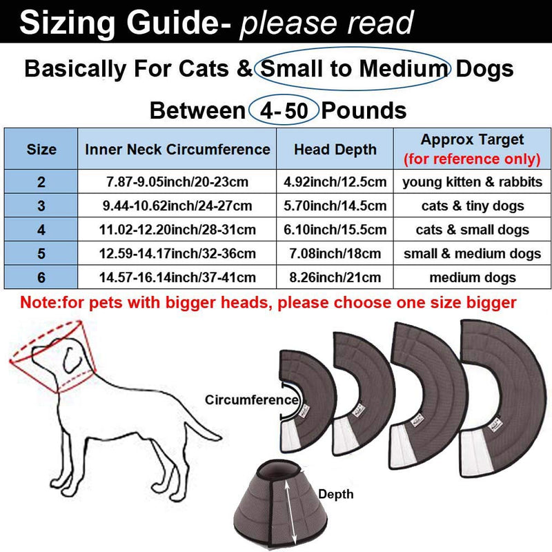 HanryDong Dog Breathable Mesh Recovery Elizabethan Collar, Grey Cat Soft Comfy Adjustable E-Collar, Quicker Healing Pet Cone, Soft Edges,Anti-Bite/Lick for Cat, Dog. Size4 (11.02-12.20in,for cats and small dogs) - PawsPlanet Australia