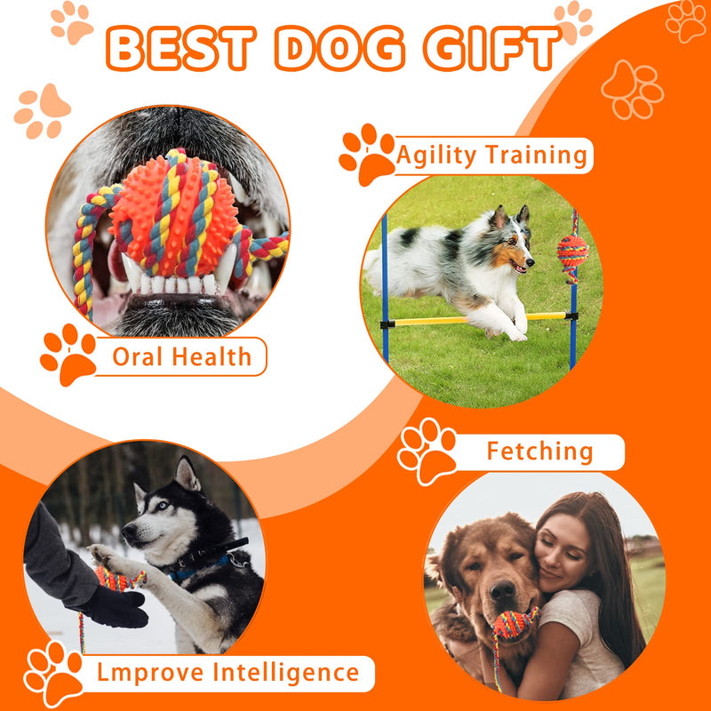 LUNASEA Dog Toy Indestructible, Dog Toy Large Dogs, Interactive Dog Toy Ball with Rope, Chew Toy Dog Tug Toy for Large Medium Dogs & Puppies (Orange, Balls) Orange - PawsPlanet Australia