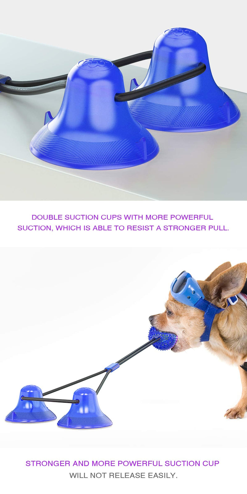 QPQEQTQ Dog Chew Suction Cup Tug of War Toy Ball for Aggressive Chewers, Interactive Puppy Training Treats Teething Chew Rope Puzzle Toothbrush Molar Bite Squeak Toys - PawsPlanet Australia